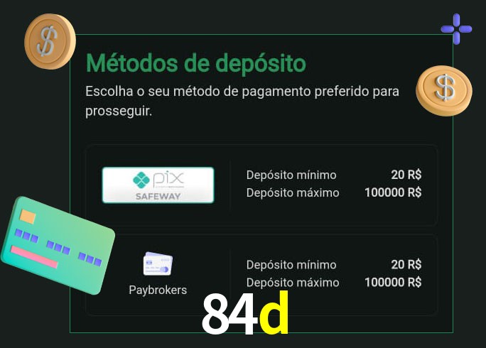 O cassino 84d oferece uma grande variedade de métodos de pagamento